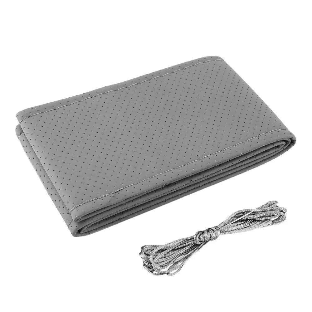 Car Steering Wheel Braid Cover Needles And Thread Artificial Leather Car Covers Suite 4 Color DIY Texture Soft Auto Accessories