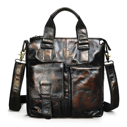 Men Original Leather Retro Designer Business Briefcase Casual 12" Laptop Travel Bag Tote Attache Messenger Bag Portfolio B259