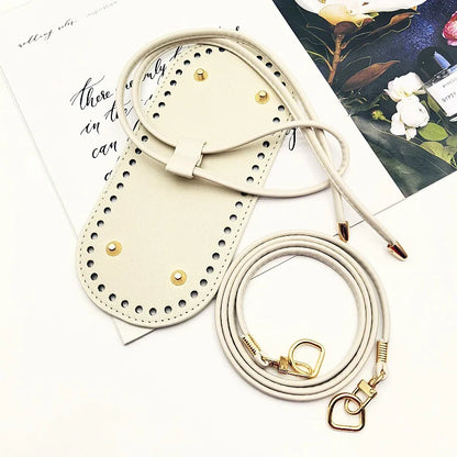 3-Piece DIY Crochet Bag Accessories Set - Adjustable Shoulder Strap, Drawstring Closure, Durable Faux Leather Base, Handmade Bag Accessories, for Handmade Crafts, DIY Wallets and Handbags, Handmade Bag Accessories |   Vibrant