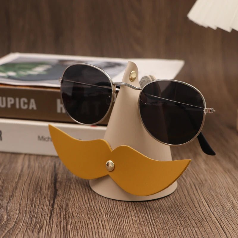 Personalized eyeglasses holder leather simple ins eyeglasses clip leather ornament set bearded eyeglasses accessories
