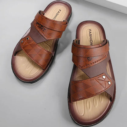 Leather Sandals For Men Summer Fashion Beach Shoes Male Trend Men's Casual Slippers Non-slip Open-toe Sandals Shoes Male