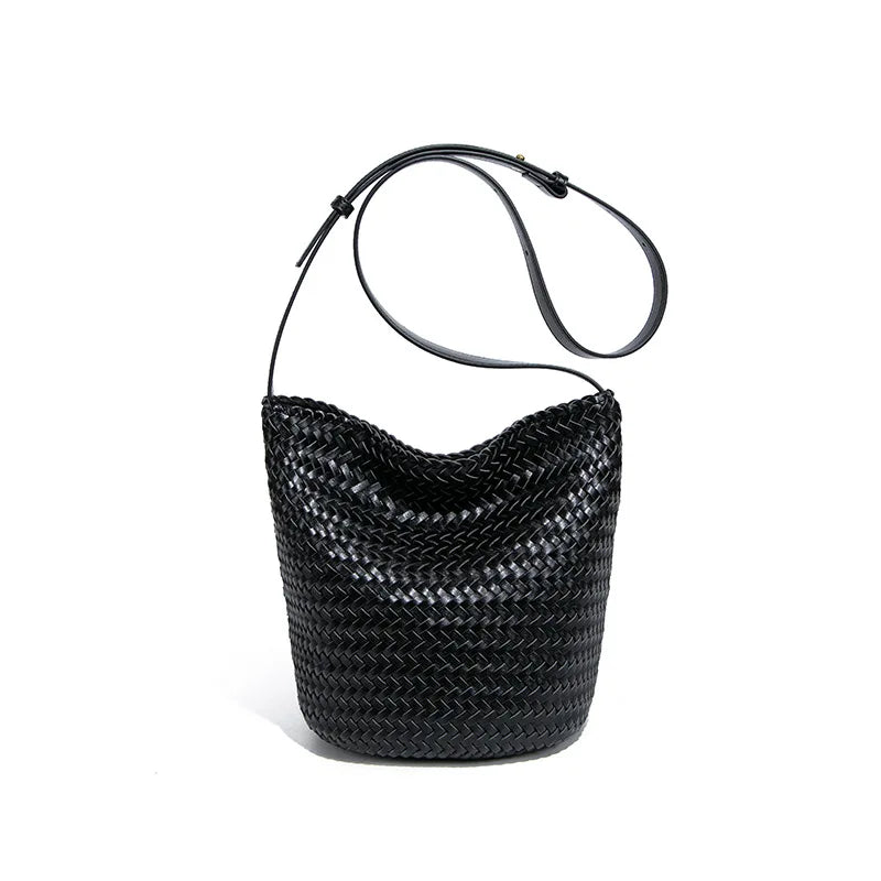 Women's Bag Handbag Designer Luxury Woven Bag Knitting Handmade Bag PU Leather Shoulder Bucket Bag for Casual Stylish Ladies