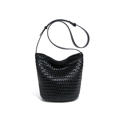 Women's Bag Handbag Designer Luxury Woven Bag Knitting Handmade Bag PU Leather Shoulder Bucket Bag for Casual Stylish Ladies