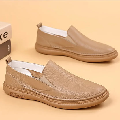 Leather Shoes Men's 2026 Summer New Male Leather Shoe Leather Man Casual Single Shoe Solid Color Breathable Mans Shoes Loafers