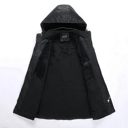 Leather Jackets Outwear Brand Clothing Men's Leather Jackets Winter New Thick Mens Fashion Style Hooded Motorcycle PU Coats Male