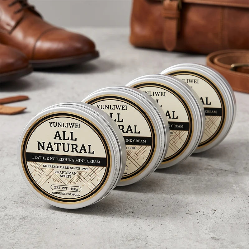 100g Leather Nourishing Mink Oil Cream Waterproof Protector Polish Softener for Smooth Luxury Leather Boots Jackets Handbags