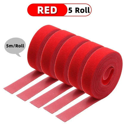 5m/roll Cable Ties Reusable Loop Bundle Self Adhesive Fastener Clip Wire Holder Management DIY Accessories Nylon Strap Organizer