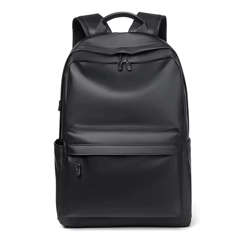 New Fashion Men PU Leather Backpack Black School Bags for Teenager 15.6 Inch Laptop Backpacks Mochila Masculina High Quality