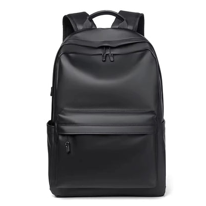 New Fashion Men PU Leather Backpack Black School Bags for Teenager 15.6 Inch Laptop Backpacks Mochila Masculina High Quality