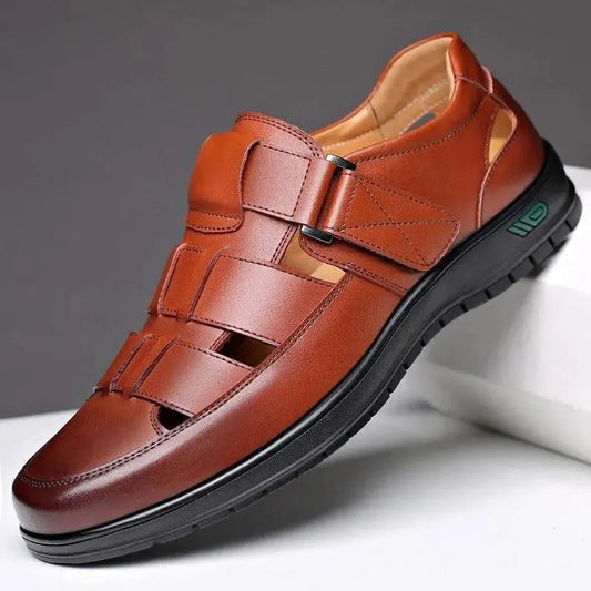 2026 Men Leather Shoes Business Casual Forma Wear High Heels Soft Sole Non-Slip Summer Sandals Black Leather Shoes Luxury Shoes