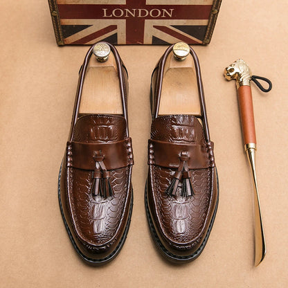 Wedding Leather Shoes For Men Slip On Loafers Tassels Leather Men’s Dress Shoes Business Male British Style Formal Shoes Good
