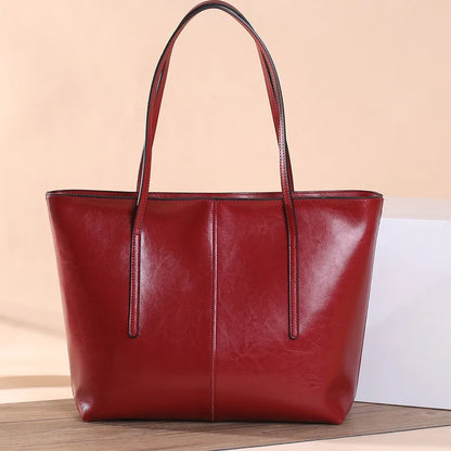 Genuine Leather Women's Large Capacity Tote Bag Women Fashion High quality Cowhide hand shoulder bag Commuter shopping bag