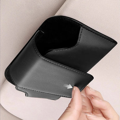 SEAMETAL Car Glasses Case Premium Suede/Leatherette Auto Sun Visor Glasses Holder Sunglasses Protective Case for Car Accessories
