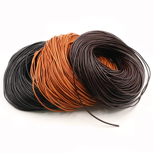 1.0/1.5/2/2.5/3/4/5mm 4 Color Genuine Cow Leather Round Thong Cord DIY Bracelet Findings Rope String For Jewelry Making