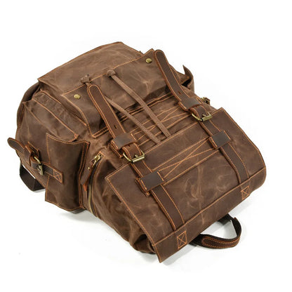 Vintage canvas backpack Leather canvas Backpack Backpack 15-inch laptop tote satchel Academy Shoulder Hiking bag