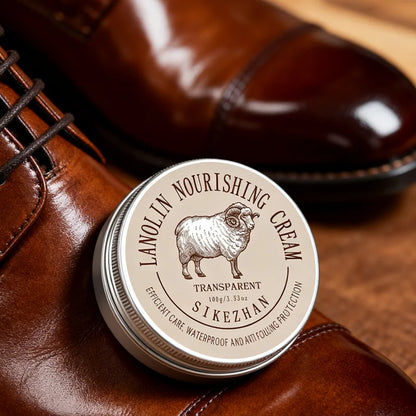 Premium Lanolin Leather Shoe Cream, Waterproofing Conditioner Balsam & Shine Care Wax Polish for Luxury Smooth Leather Boots