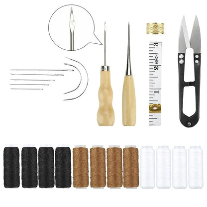 Leather Working Crafting Tools Kit Sewing Kit Waxed Thread Hand Quilting Needles Stitching Punch DIY Leather Tools Set