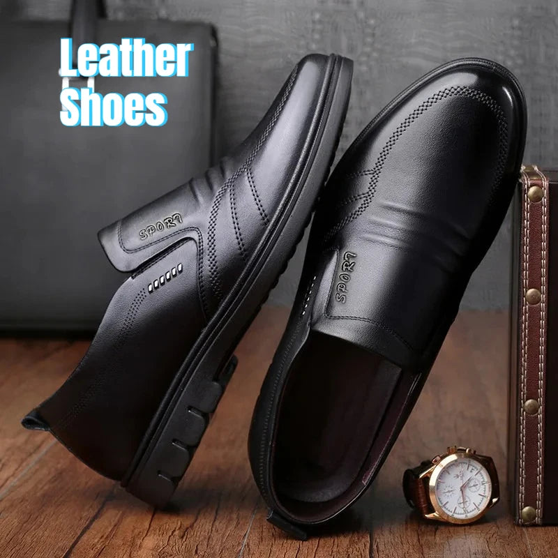 New Business Men Leather Shoes British Style Casual Men Sneakers Soft Breathable Comfortable Non-slip Walking Footwear for Male