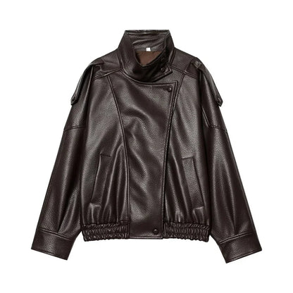 MUJER Faux Leather Women's Jacket Black Oversize Bomber Jackets for Women Outerwears Winter Overcoat Female Fashion Jacket Woman