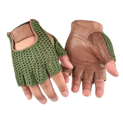 Sheepskin Leather Mesh Breathable Summer Fitness Sports Exercise Training Gym Gloves Multifunction Non-slip Tactical Gloves
