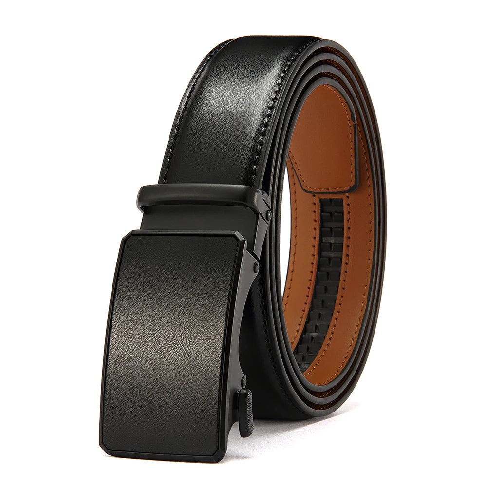 Men's Leather Belts Fashion Automatic Buckle PU Male Belts Luxury Business Designer Black Brown 115 125 135cm