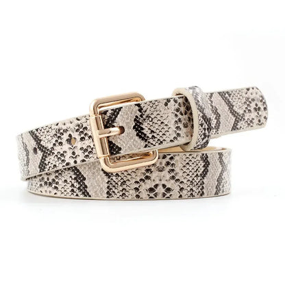 105x2.3cm High Quality lady Retro Pu Leather Snake skin texture Waist Belt Women Jeans、 dresses clothing paired with fine belt