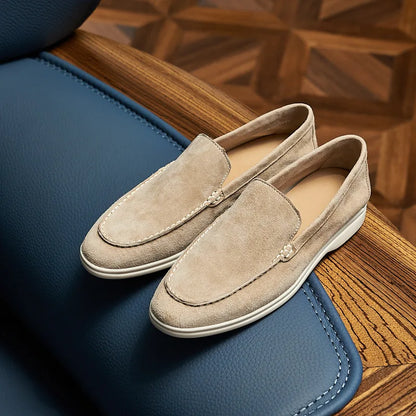Genuine Leather Men's Slip-On Loafers Cow Suede Casual shoes Lightweight Daily Wear Outdoor Flat Shoes Comfortable Autumn