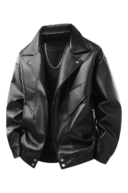 Leather jacket men's  version trendy handsome locomotive jacket men's lapel top