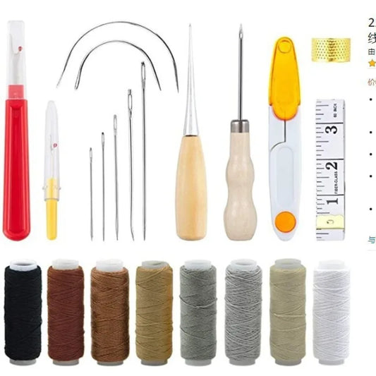 Leather Working Crafting Tools Kit Sewing Kit Waxed Thread Hand Quilting Needles Stitching Punch DIY Leather Tools Set