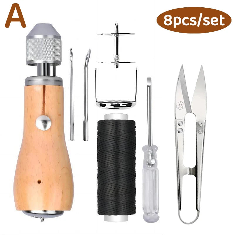 8pcs/set DIY Leather Sewing Thread Hand Sewing Tools Leather Craft Edge Stitching Belt Strips Shoemaker Canvas Repair Tools