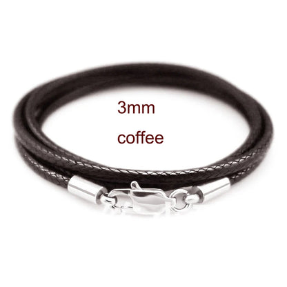 Braided Leather Cord for DIY Lanyard Pendant Necklace Making String Rope Thread Jewelry Making Stainless Steel Lobster Clasp