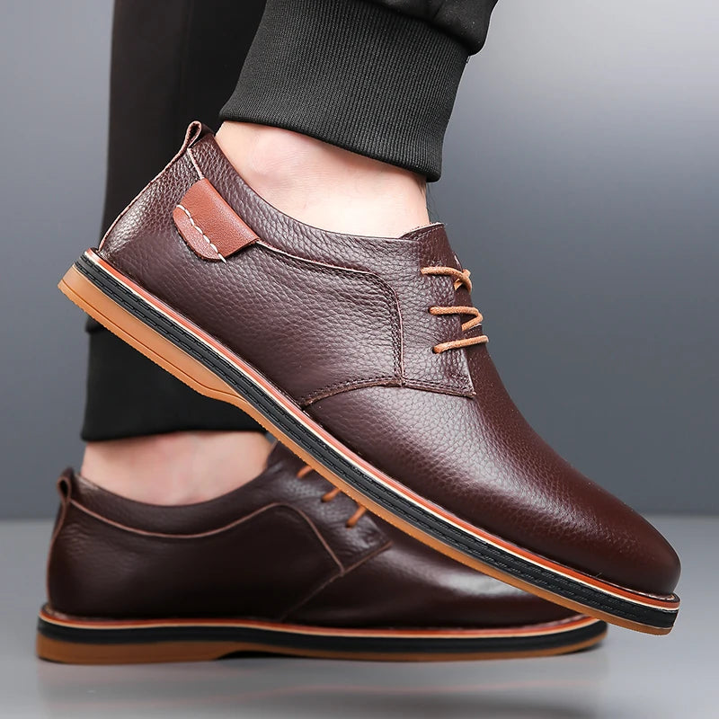 Men's Leather Shoes Anti-Slip Wear-Resistant Commuter Comfortable Casual Shoes for Business-2885