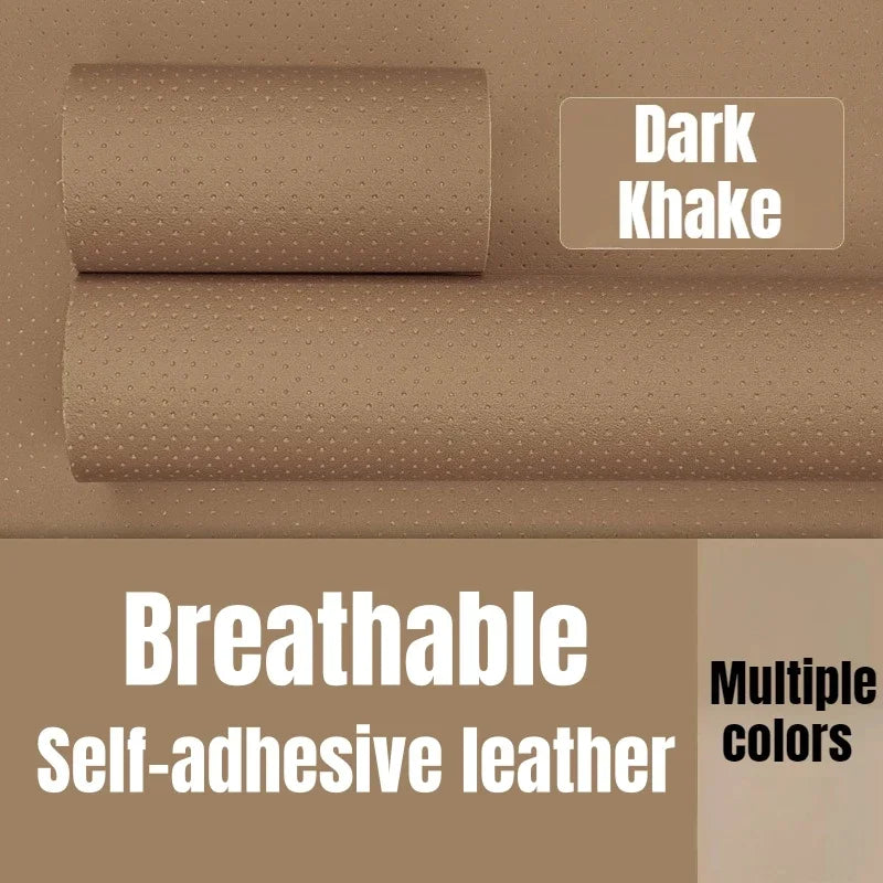 Self-Adhesive Perforated Leather Repair Patch, 0.8mm Thick Breathable Faux Leather Sheets for Car Seat Sofa Furniture Repair