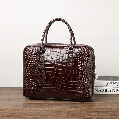 2025 New Luxury Alligator Pattern Genuine Leather Business Men's Briefcase Male Shoulder Bag Men Messenger Laptop Computer Bag