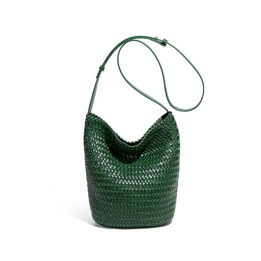 Women's Bag Handbag Designer Luxury Woven Bag Knitting Handmade Bag PU Leather Shoulder Bucket Bag for Casual Stylish Ladies