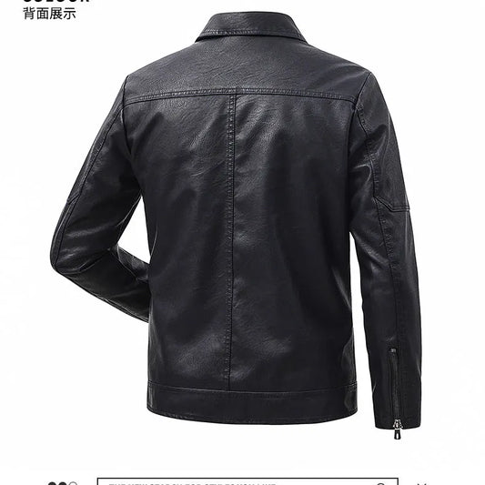 Men's Lapel Leather Jacket Spring Autumn Oversized Slim Motorcycle Riding Suit Streetwear PU Leather Waterproof Work Men Clothes