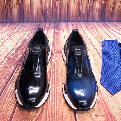 Men's Leather Shoes Comfortable Casual Men's Shoes Non-Slip Sole Glossy Sneakers Wedding High-End Occasion Dating Men's Shoes