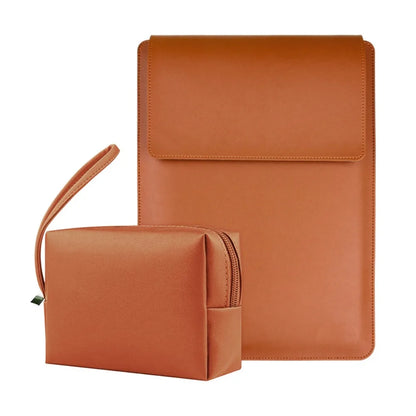 With Small Bag Laptop Sleeve Bag Bracket Design PU Leather Laptop Sleeve Case Adjustable Waterproof Laptop Bracket Inner Bag