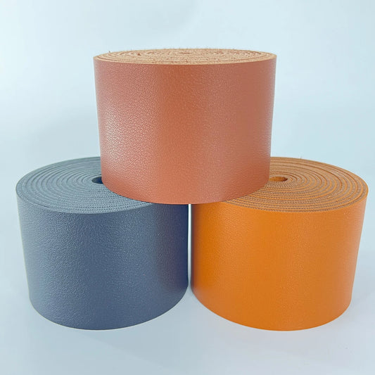 1 Roll of 5cm Wide Napa Texture Faux Leather PU Strip Single Sided 2mm Thickness for DIY Clothing Accessories Sewing Supplies