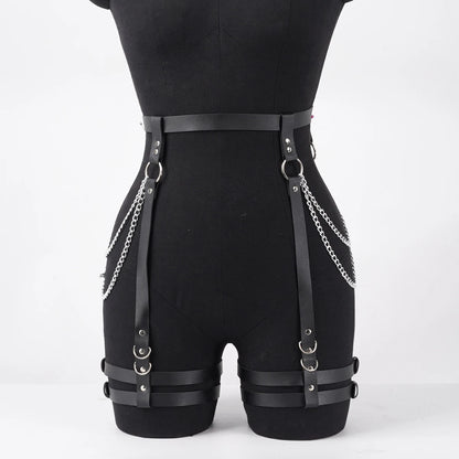 Women's Fashion PU Leather Belt Thigh Garter Tassel Chain Suitable for Daily, Holiday Party Dress Matching Accessories