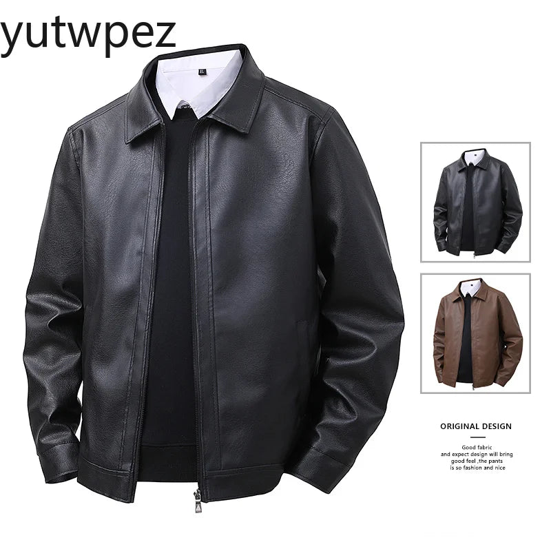 Streetwear Casual Blazer Jackets Male Outerwear Men's Slim Fit Lapel Leather Jacket Suit Short Coat Men Fashion Leather Jacket