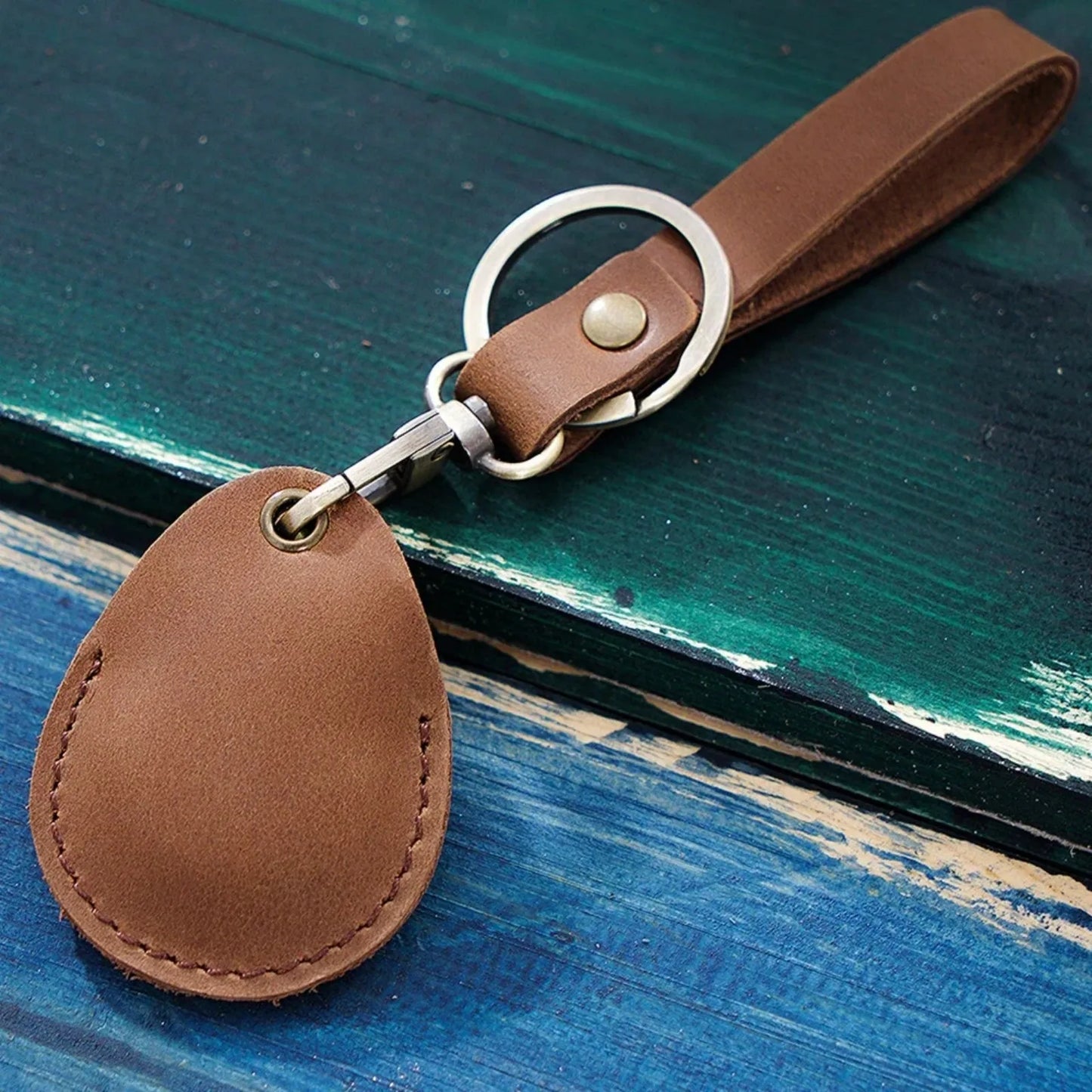 Leather Access Card Case Anti-lost Anti-fall Keychain Accessories, Leather Keychain Holder with Key Chain Ring