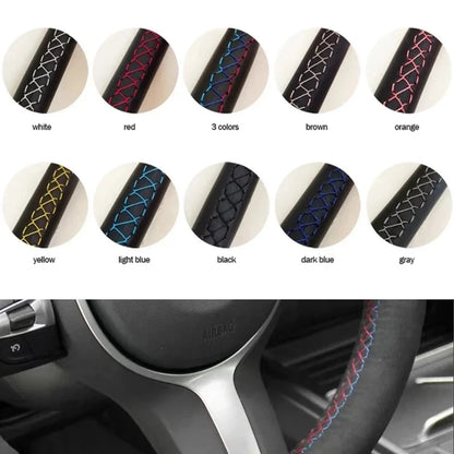 Hand Stitched Microfiber Leather King Ranch Lariat Platinum XL XLT 2015-2017 Volant Steering Wheel Cover For Ford F-150