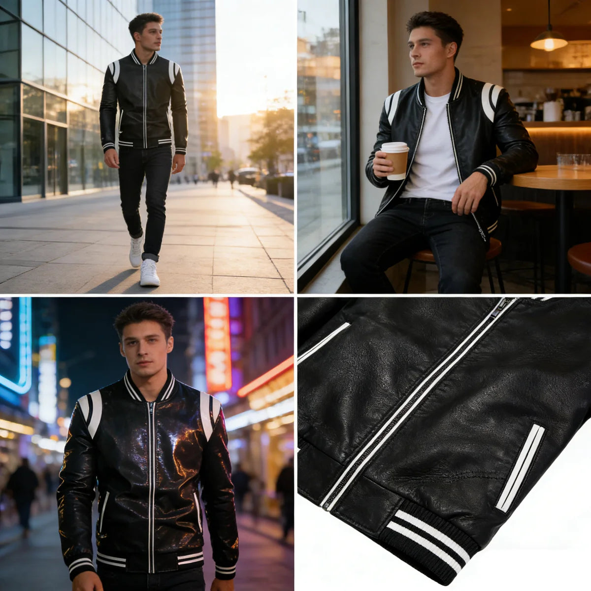 Autumn Winter Men's PU Leather Jackets Fashion Man Motorcycle Coats Male Patchwork Streetwear Zipper Leather Jackets Clothing