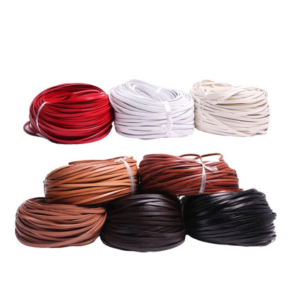 5meters 3mm Round Flat Genuine Leather Cord Thread Black Brown Color Leather Rope String Diy Bracelet Necklace Jewelry Making