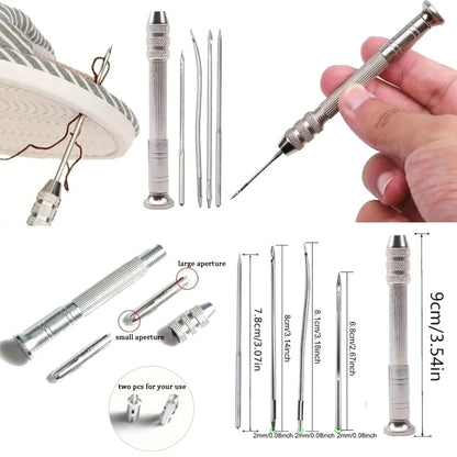 Leather Craft Sewing Kit Waxed Thread Hand Quilting Needles Sewing Awl，for Beginner , Stitching, Sewing