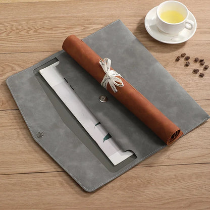 Business Company Office Leather Document Bag, Material Storage Multi-functional A4 Hasp File Bag, Simple Waterproof Laptop Bag