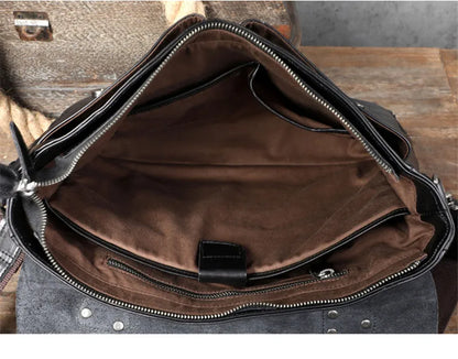 Fashion high-quality genuine leather men's briefcase business natural real cowhide handbag luxury black laptop messenger bags