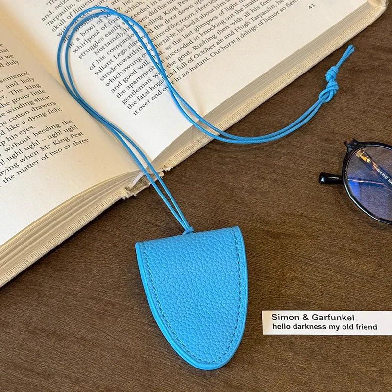 Leather Neck Strap Glasses Bag Simple Hanging Neck Pouch Pendant Storage Hanging Rope Sunglasses Clip Women Fashion Accessories