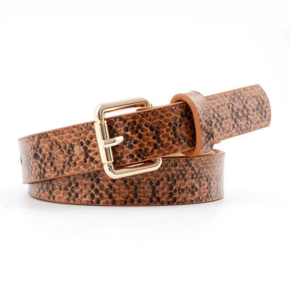 105x2.3cm High Quality lady Retro Pu Leather Snake skin texture Waist Belt Women Jeans、 dresses clothing paired with fine belt